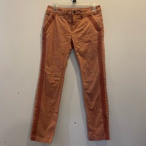 Garnet Hill Salt Washed Embroidered Chino Pants Rose Smoke